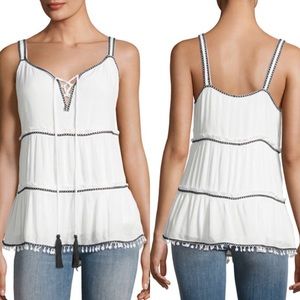 WILLOW & CLAY Contrast Trim Embroidered Tank